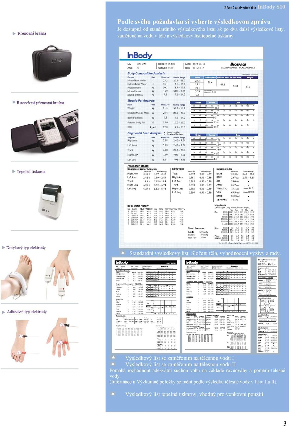 Výsledkový list se zaměřením na tělesnou vodu I Výsledkový list se zaměřením na tělesnou vodu II Pomáhá rozhodnout adekvátní suchou váhu na základě