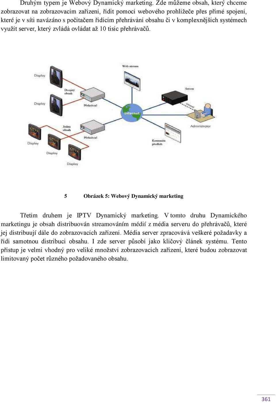 komplexnějších systémech využít server, který zvládá ovládat až 10 tisíc přehrávačů. 5 Obrázek 5: Webový Dynamický marketing Třetím druhem je IPTV Dynamický marketing.