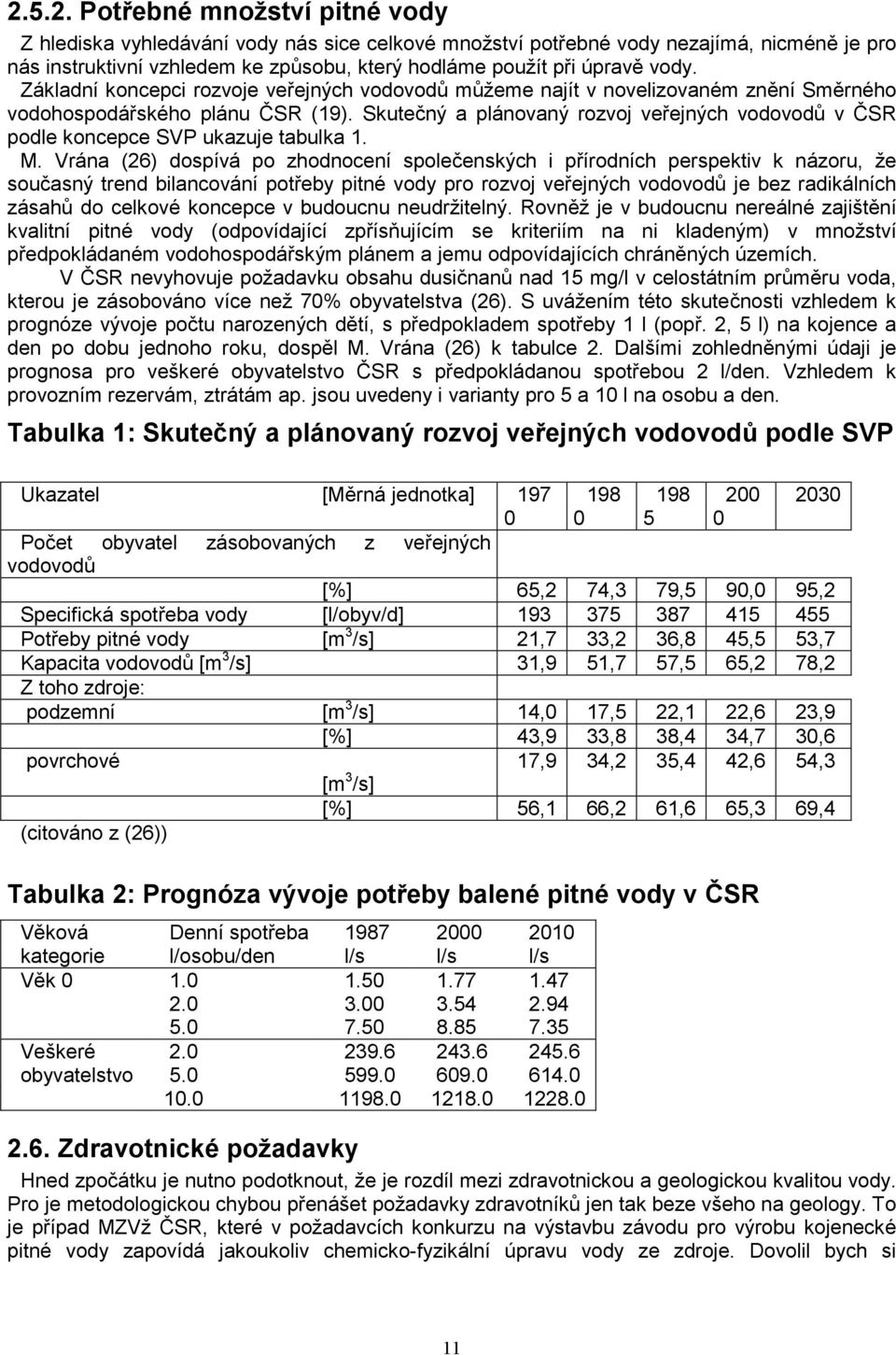 Skutečný a plánovaný rozvoj veřejných vodovodů v ČSR podle koncepce SVP ukazuje tabulka 1. M.