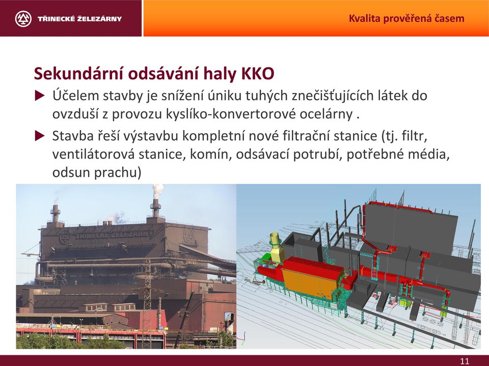 Stavba řeší výstavbu kompletní nové filtrační stanice (tj.