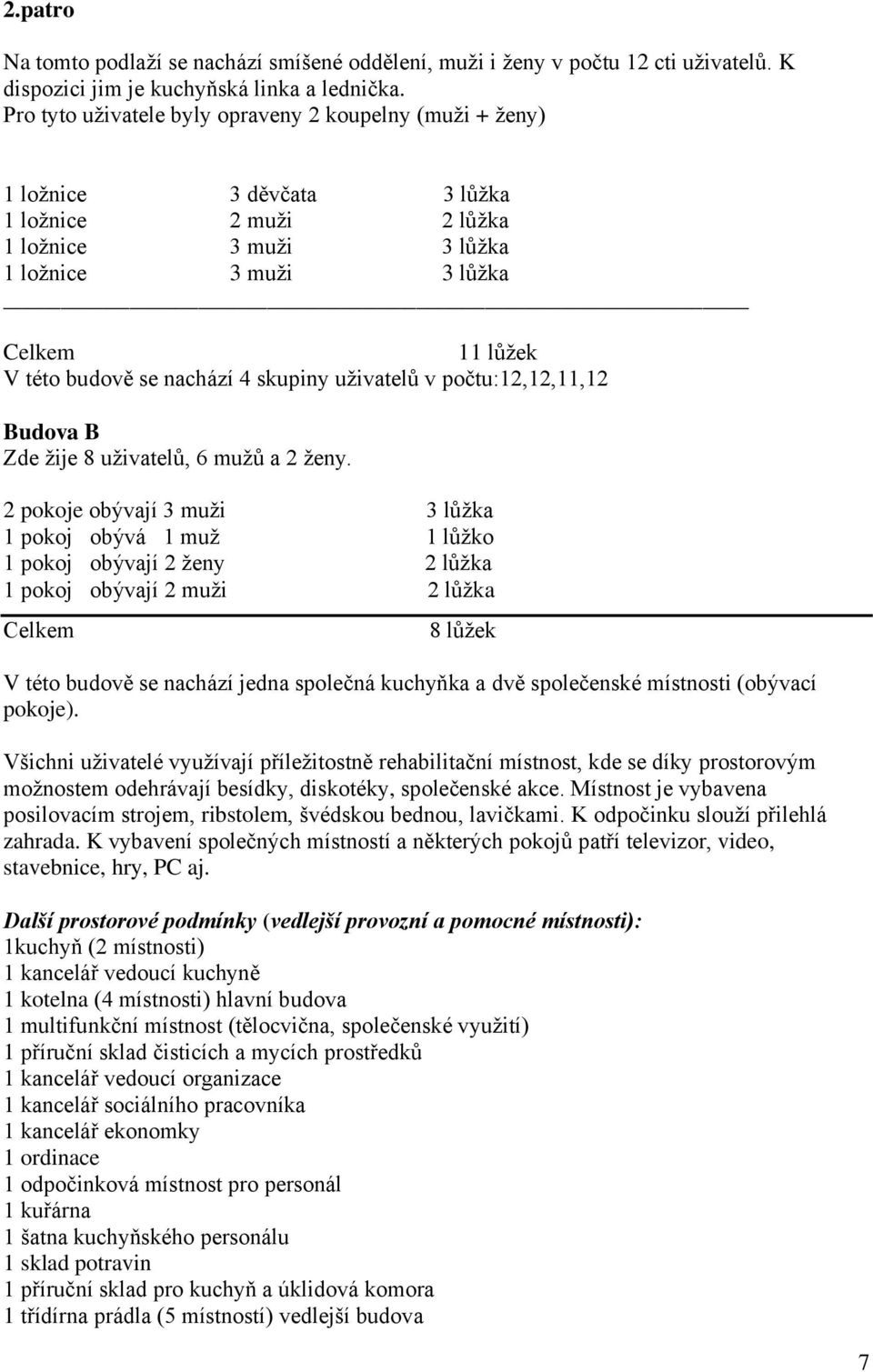nachází 4 skupiny uživatelů v počtu:12,12,11,12 Budova B Zde žije 8 uživatelů, 6 mužů a 2 ženy.