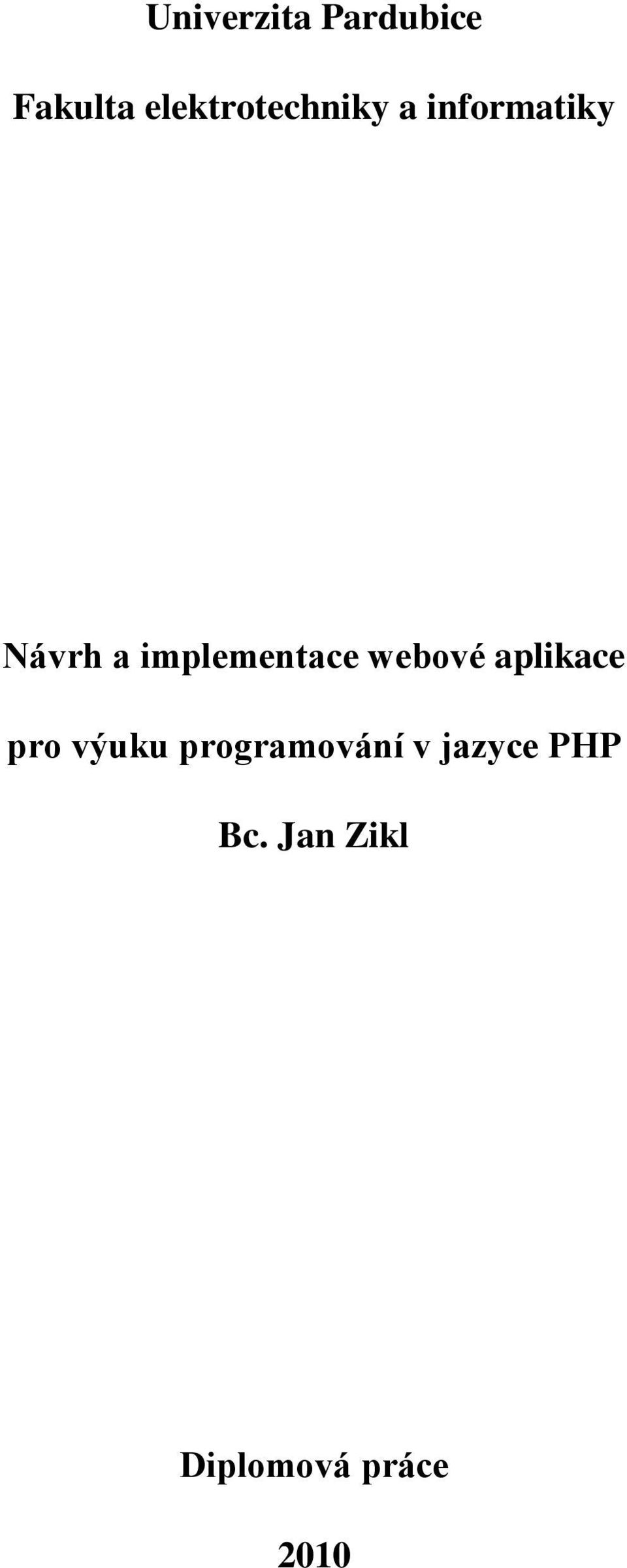 implementace webové aplikace pro výuku