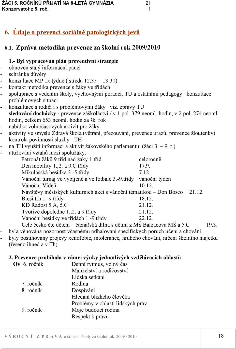 3) kontakt metodika prevence s žáky ve třídách spolupráce s vedením školy, výchovnými poradci, TU a ostatními pedagogy konzultace problémových situací konzultace s rodiči i s problémovými žáky viz.