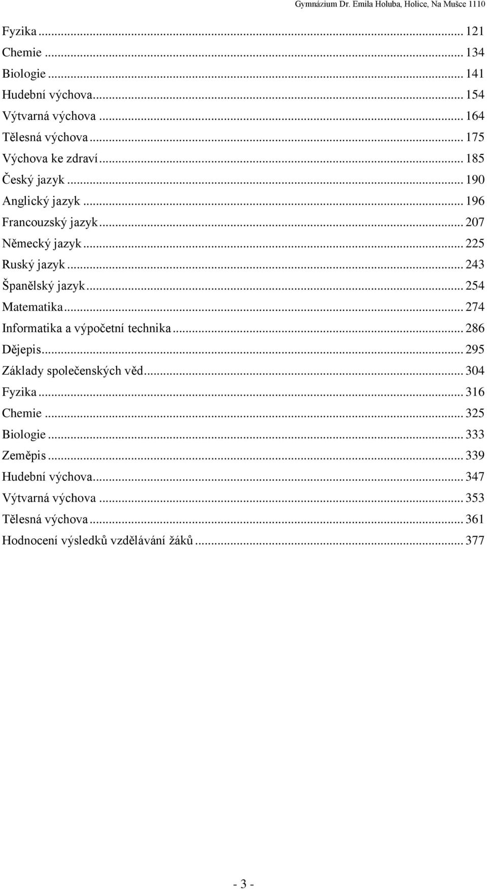 .. 254 Matematika... 274 Informatika a výpočetní technika... 286 Dějepis... 295 Základy společenských věd... 304 Fyzika... 316 Chemie.