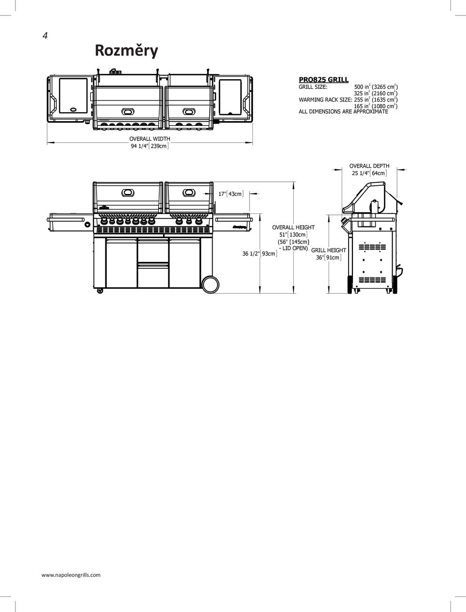 ARE APPROXIMATE OVERALL WIDTH 94 1/4" 239cm OVERALL DEPTH 25 1/4" 64cm 17" 43cm