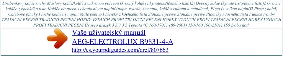 tvaroh, smetana, koláè s cukrem a mandlemi) Pizza (s velkou náplní)2 Pizza (slabá) Chlebové placky Ploché koláèe s náplní Malé peèivo Placièky z køehkého tìsta Støíkané