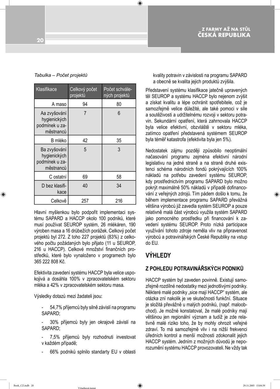 které musí používat SEUROP systém, 26 mlékáren, 190 výroben masa a 16 drůbežích porážek. Celkový počet projektů byl 272.