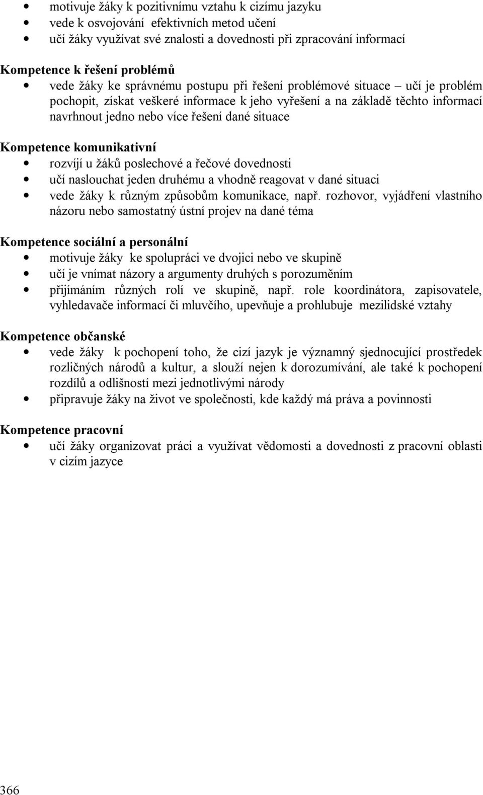 Kompetence komunikativní rozvíjí u žáků poslechové a řečové dovednosti učí naslouchat jeden druhému a vhodně reagovat v dané situaci vede žáky k různým způsobům komunikace, např.