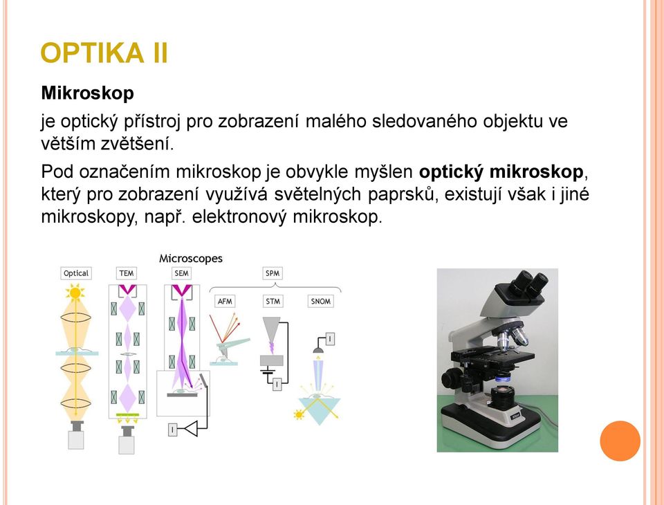 Pod označením mikroskop je obvykle myšlen optický mikroskop,