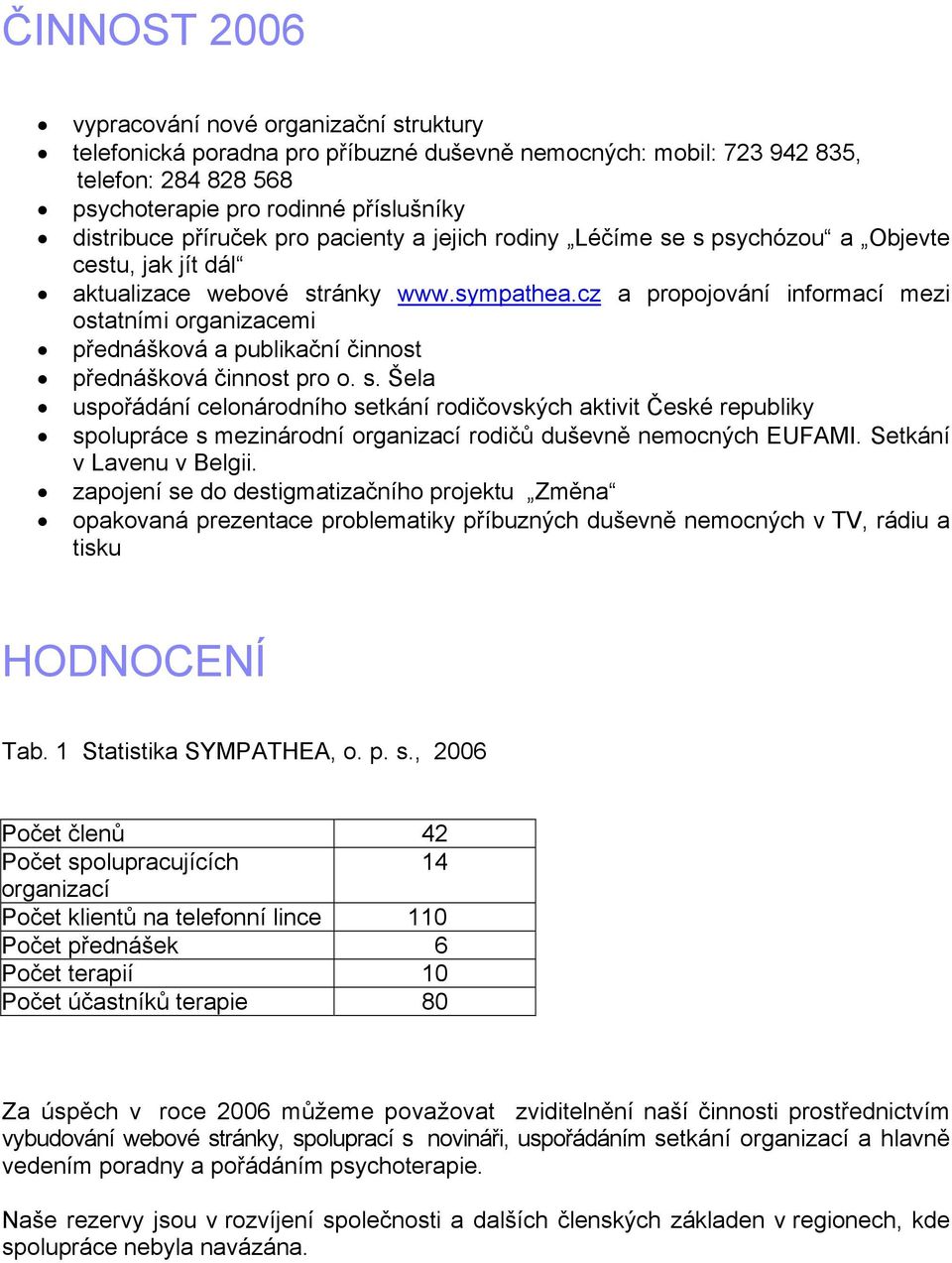 cz a propojování informací mezi ostatními organizacemi přednášková a publikační činnost přednášková činnost pro o. s.