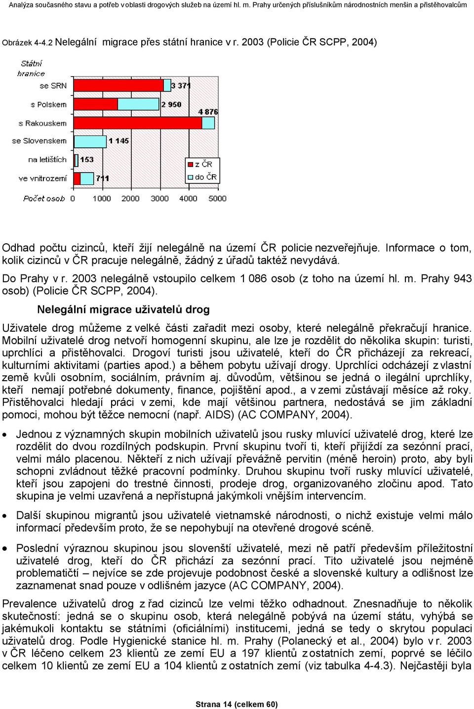 Prahy 943 osob) (Policie ČR SCPP, 2004). Nelegální migrace uživatelů drog Uživatele drog můžeme z velké části zařadit mezi osoby, které nelegálně překračují hranice.