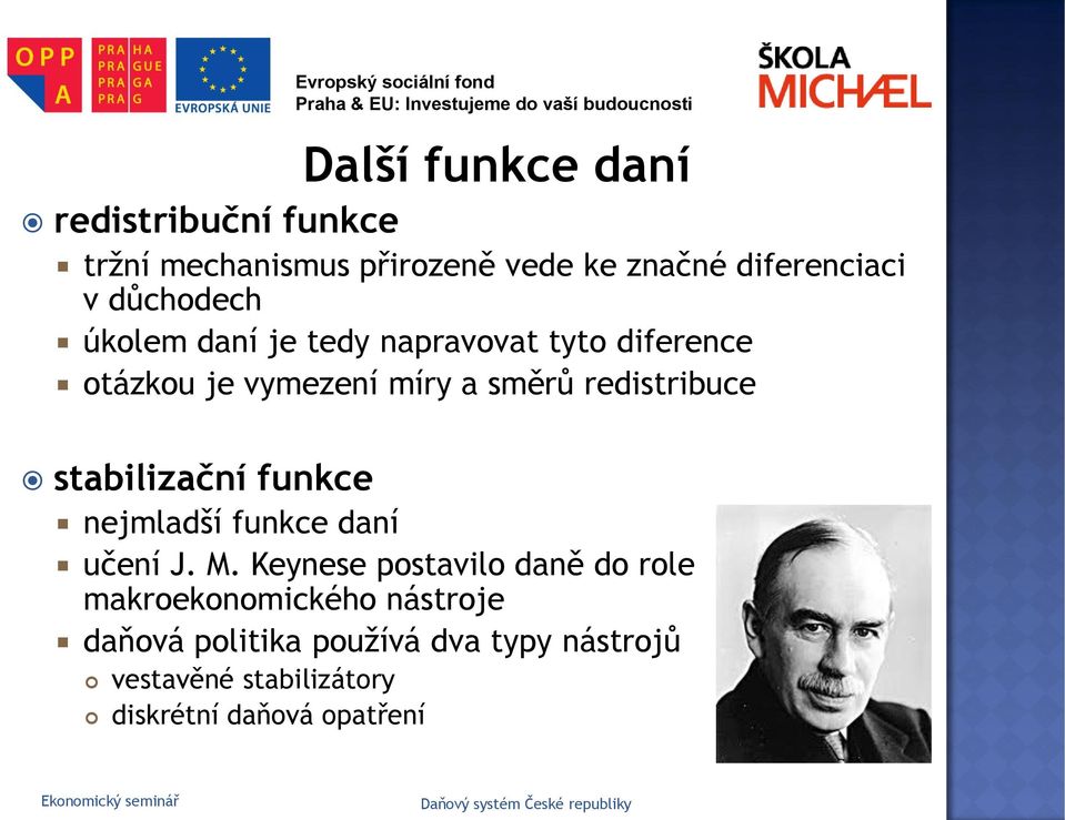 funkce nejmladší funkce daní učení J. M.