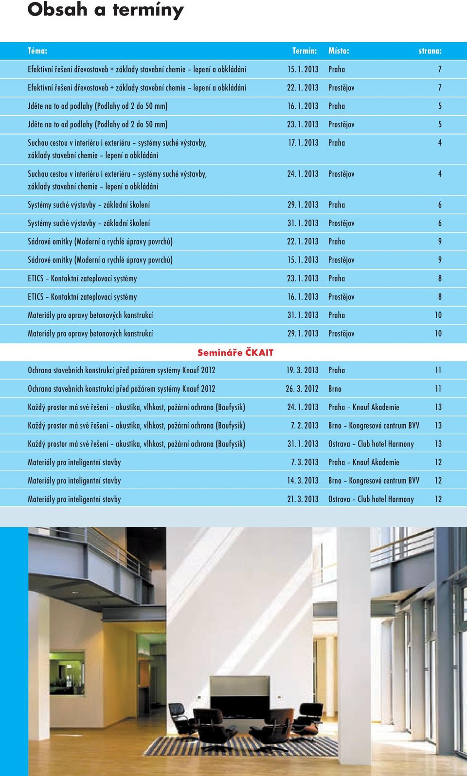 1. 2013 Prostějov 5 Suchou cestou v interiéru i exteriéru systémy suché výstavby, 17. 1. 2013 4 základy stavební chemie lepení a obkládání Suchou cestou v interiéru i exteriéru systémy suché výstavby, 24.