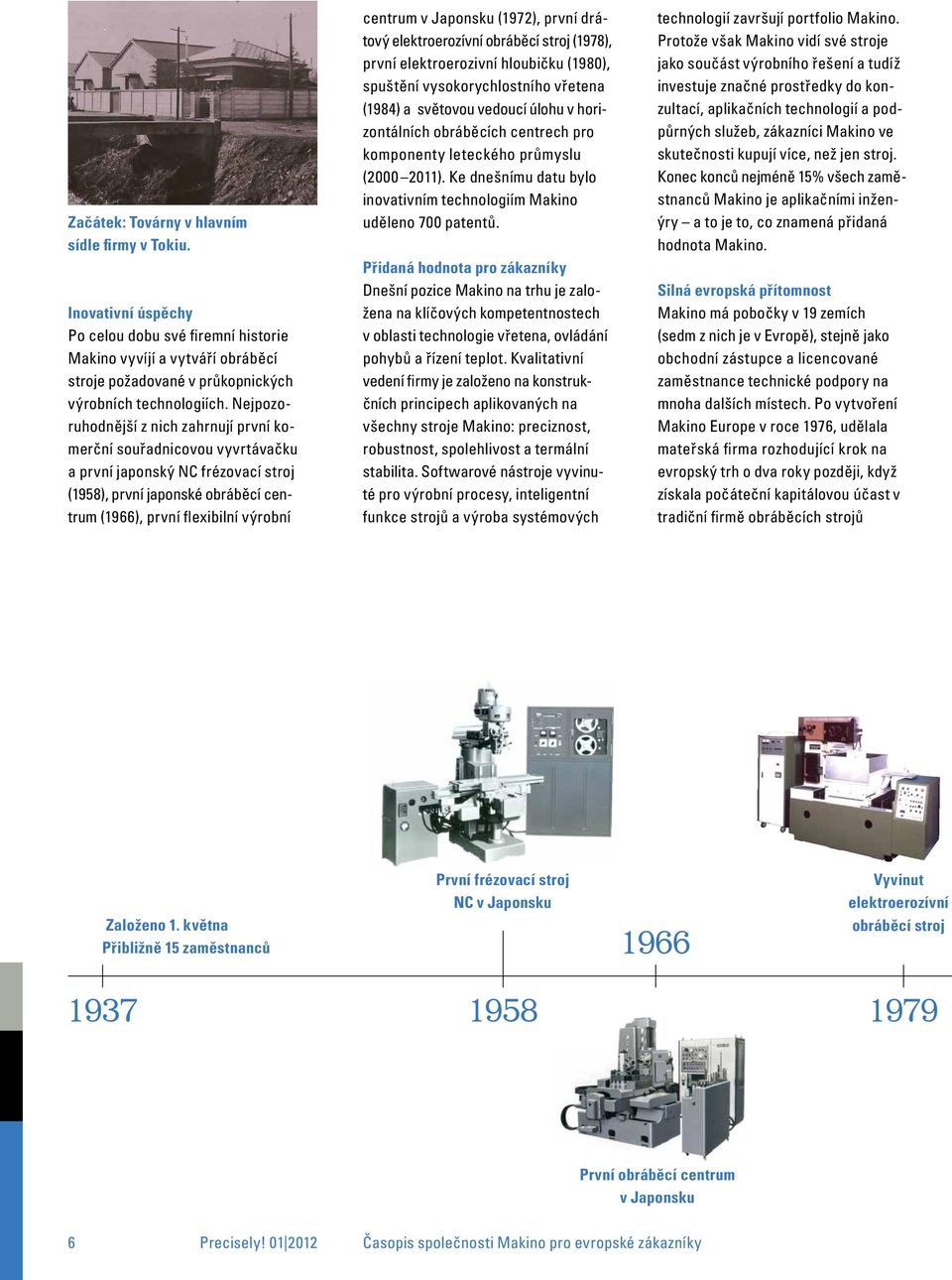 Japonsku (1972), první drátový elektroerozívní obráběcí stroj (1978), první elektroerozivní hloubičku (1980), spuštění vysokorychlostního vřetena (1984) a světovou vedoucí úlohu v horizontálních