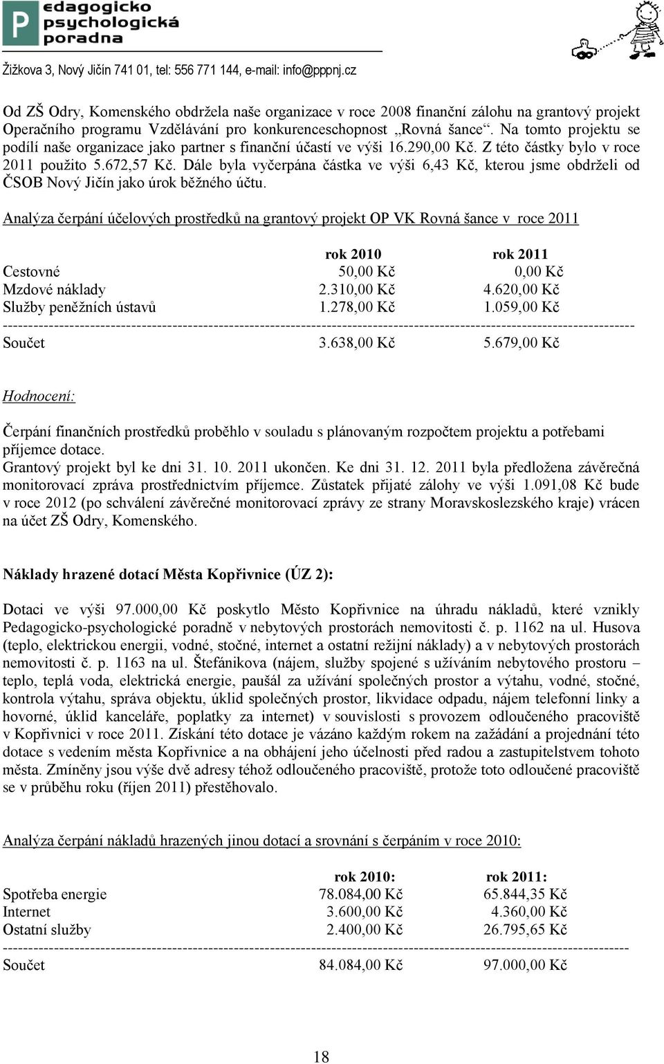 Dále byla vyčerpána částka ve výši 6,43 Kč, kterou jsme obdrželi od ČSOB Nový Jičín jako úrok běžného účtu.