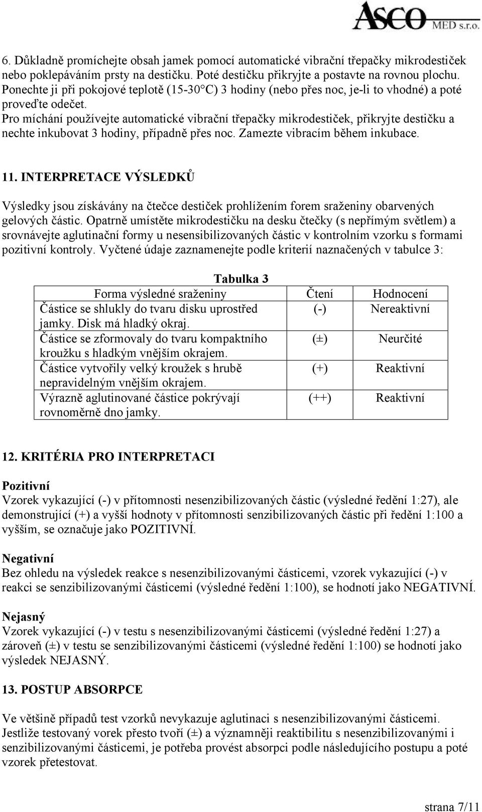 Pro míchání používejte automatické vibrační třepačky mikrodestiček, přikryjte destičku a nechte inkubovat 3 hodiny, případně přes noc. Zamezte vibracím během inkubace. 11.