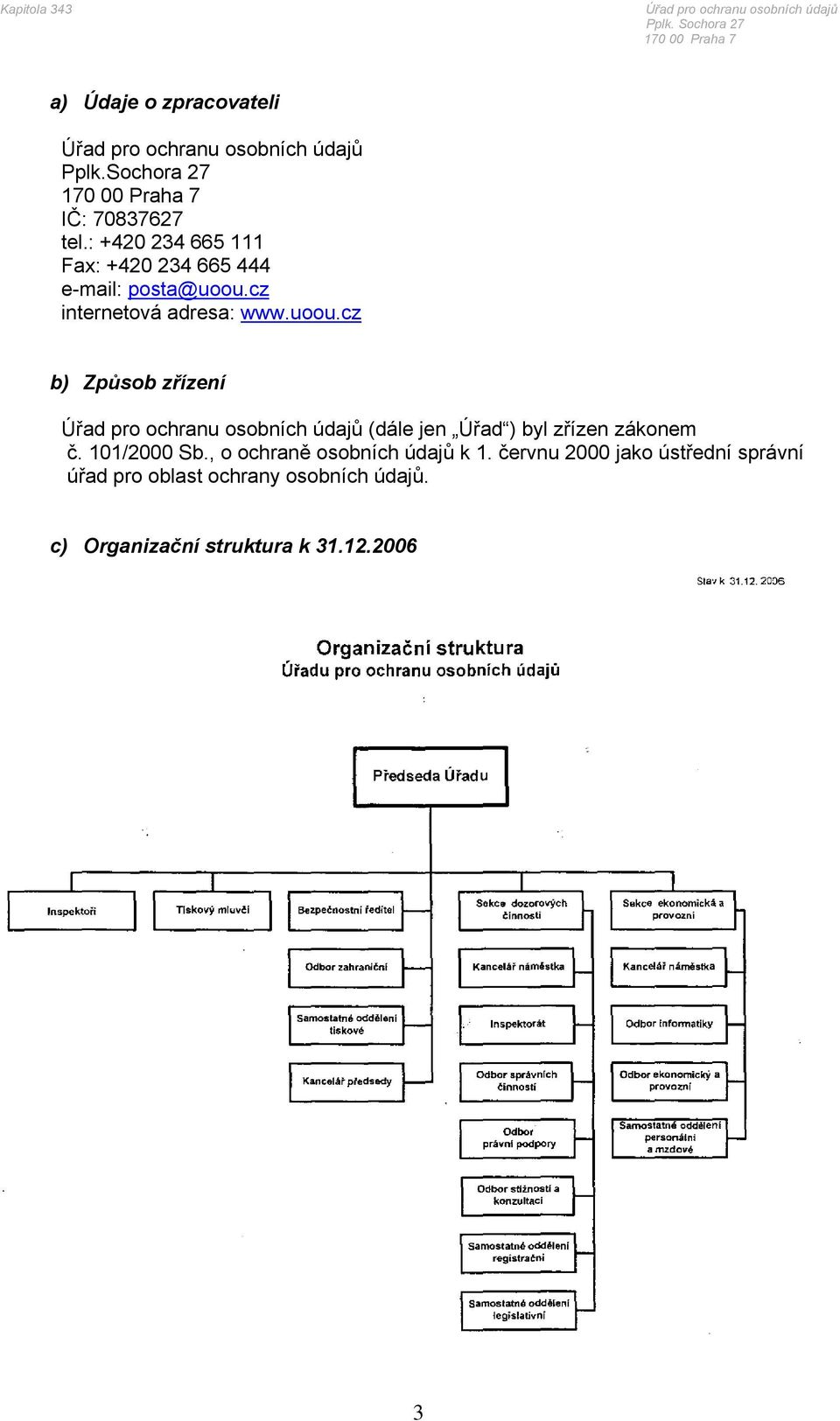 cz internetová adresa: www.uoou.cz b) Způsob zřízení (dále jen Úřad ) byl zřízen zákonem č.