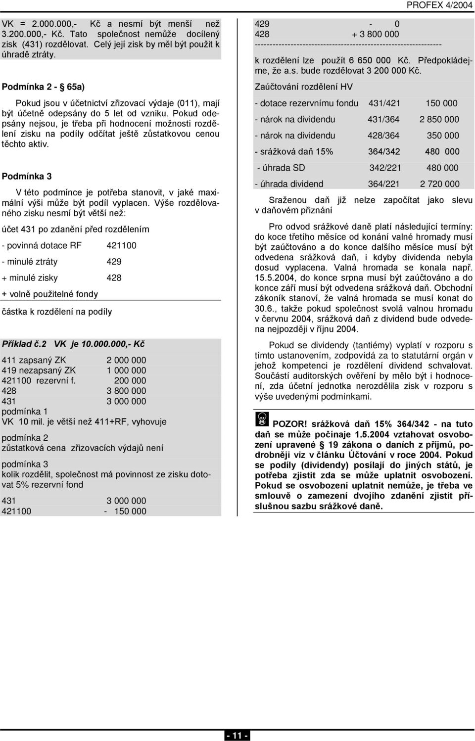 Pokud odepsány nejsou, je třeba při hodnocení možnosti rozdělení zisku na podíly odčítat ještě zůstatkovou cenou těchto aktiv.