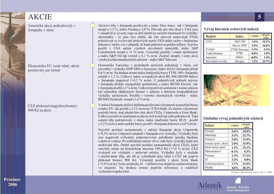 Dùvody pro rùst akcií v jsou v zásadì dva: a) ceny ropy se drží témìø na roèních minimech b) výsledky ekonomiky - ty jsou sice slabší, ale tím zároveò nedovolují FEDu pokraèovat ve zvyšování