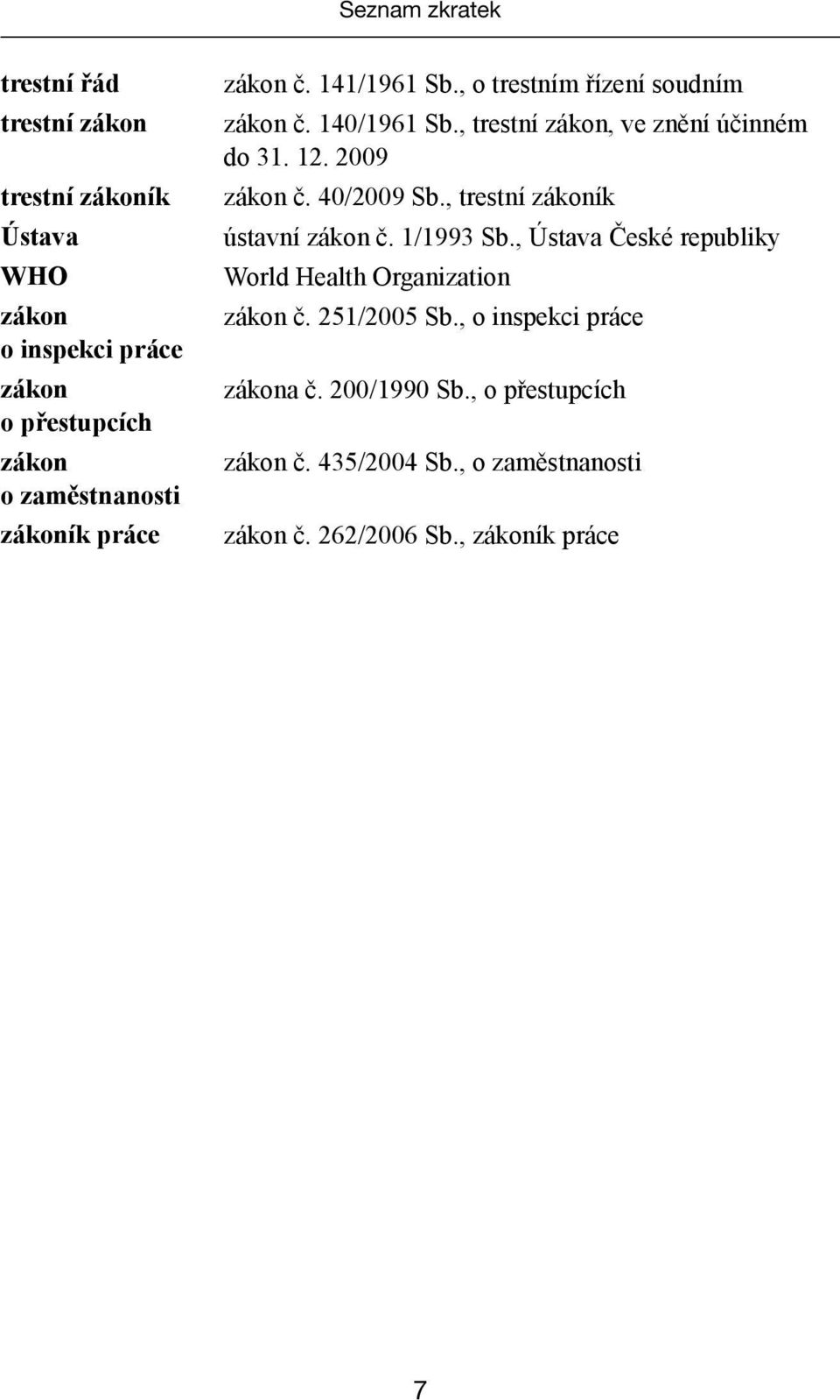 2009 zákon č. 40/2009 Sb., trestní zákoník ústavní zákon č. 1/1993 Sb., Ústava České republiky World Health Organization zákon č.