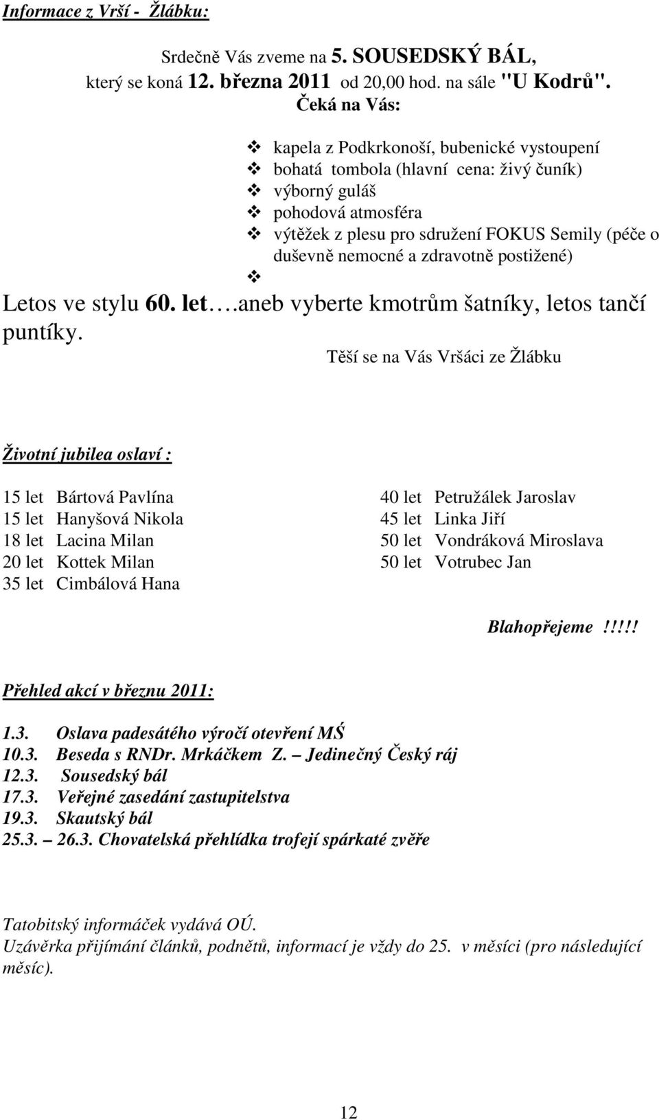 zdravotně postižené) Letos ve stylu 60. let.aneb vyberte kmotrům šatníky, letos tančí puntíky.