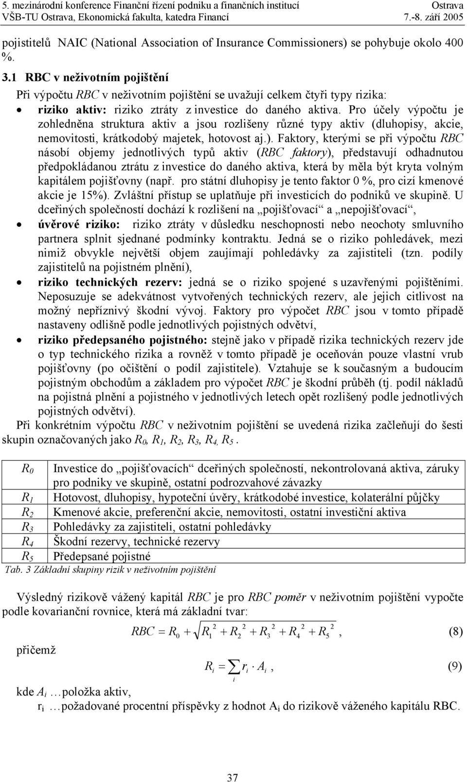 Pro účely výpočtu je zohledněna struktura aktv a jsou rozlšeny různé typy aktv (dluhopsy, akce, nemovtost, krátkodobý majetek, hotovost aj.).