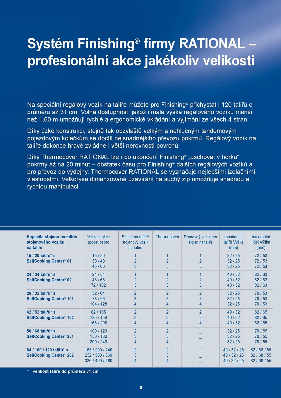 Díky úzké konstrukci, stejně tak obzvláště velkým a nehlučným tandemovým pojezdovým kolečkům se docílí nejsnadnějšího převozu pokrmů.