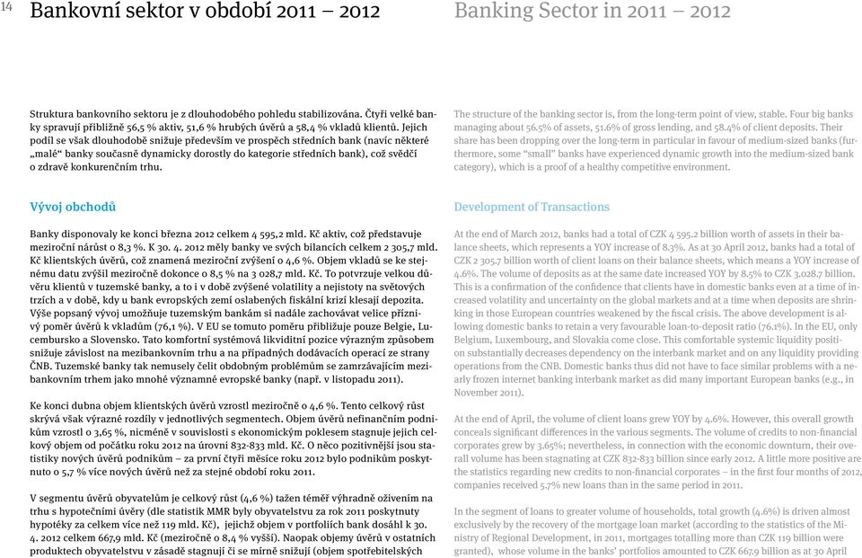 Jejich podíl se však dlouhodobě snižuje především ve prospěch středních bank (navíc některé malé banky současně dynamicky dorostly do kategorie středních bank), což svědčí o zdravě konkurenčním trhu.