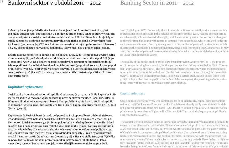 Roli v této oblasti hraje i dynamický růst počtu osobních bankrotů, který ilustruje rizika spojená s úvěrováním fyzických osob (podle analýzy CCB se v květnu 2012 meziročně zvýšil počet osobních