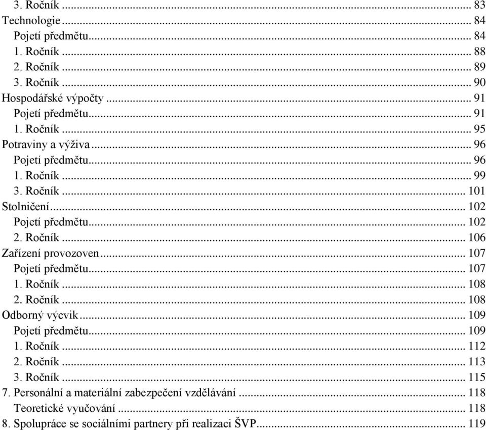 .. 107 Pojetí předmětu... 107 1. Ročník... 108 2. Ročník... 108 Odborný výcvik... 109 Pojetí předmětu... 109 1. Ročník... 112 2. Ročník... 113 3. Ročník... 115 7.