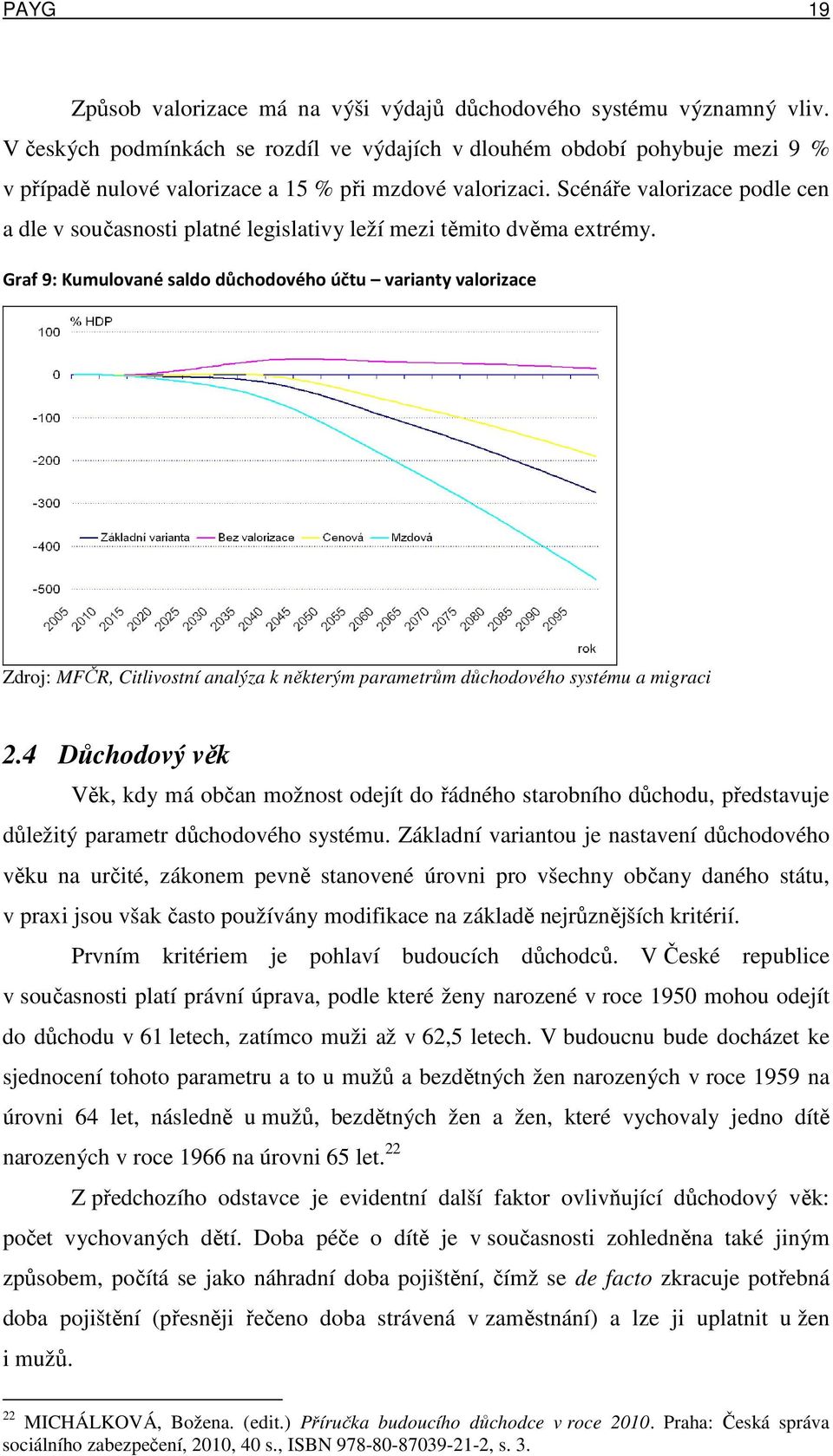 Scénáře valorizace podle cen a dle v současnosti platné legislativy leží mezi těmito dvěma extrémy.