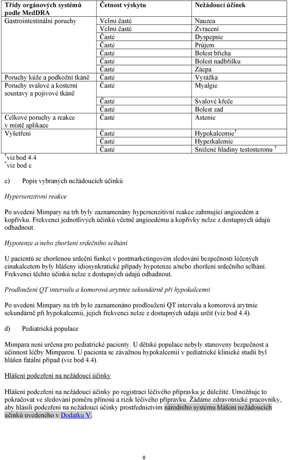 Hyperkalemie Snížené hladiny testosteronu viz bod 4.