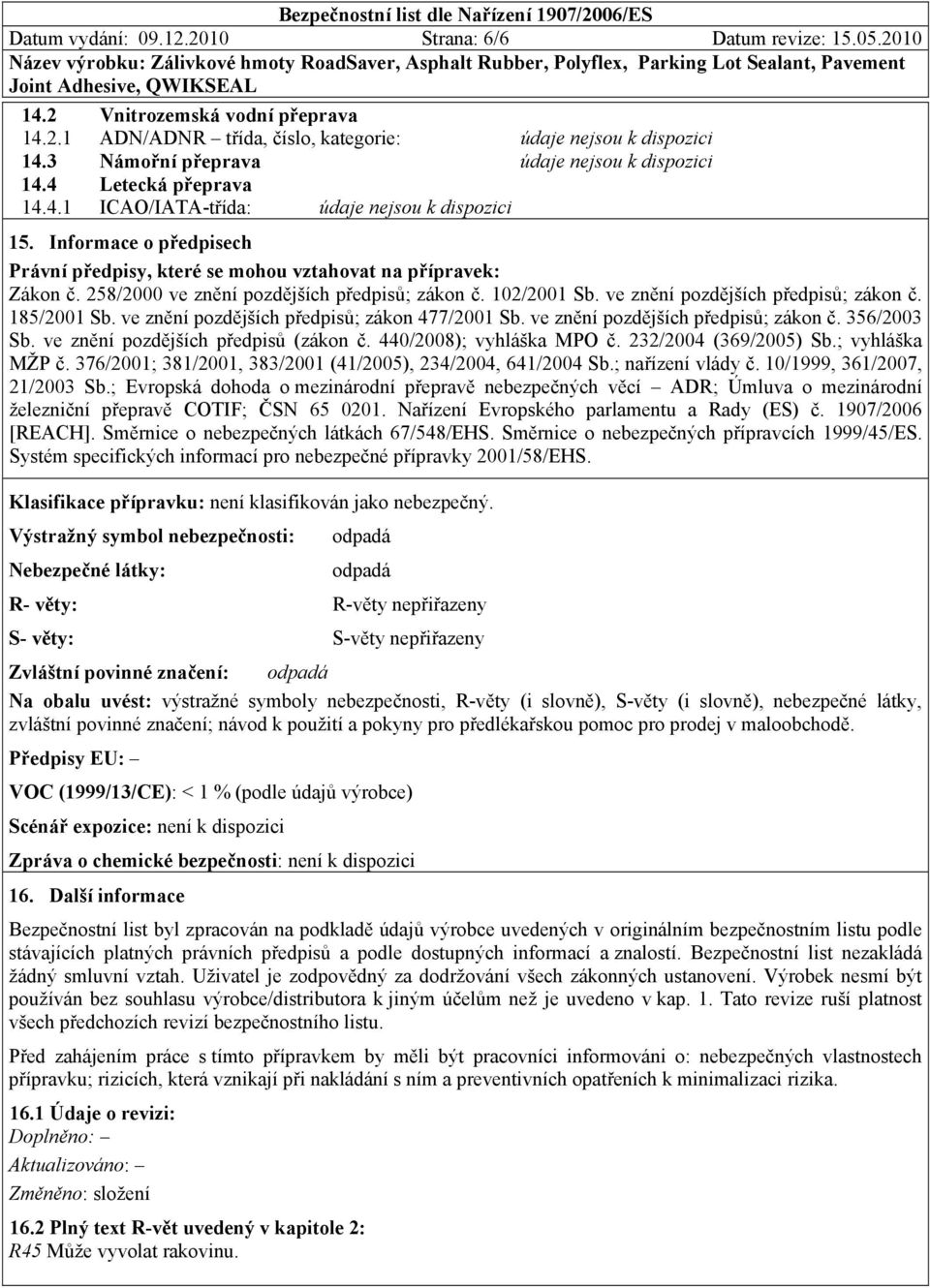 ve znění pozdějších předpisů; zákon 477/2001 Sb. ve znění pozdějších předpisů; zákon č. 356/2003 Sb. ve znění pozdějších předpisů (zákon č. 440/2008); vyhláška MPO č. 232/2004 (369/2005) Sb.