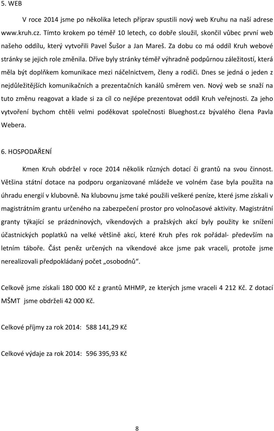 Dříve byly stránky téměř výhradně podpůrnou záležitostí, která měla být doplňkem komunikace mezi náčelnictvem, členy a rodiči.