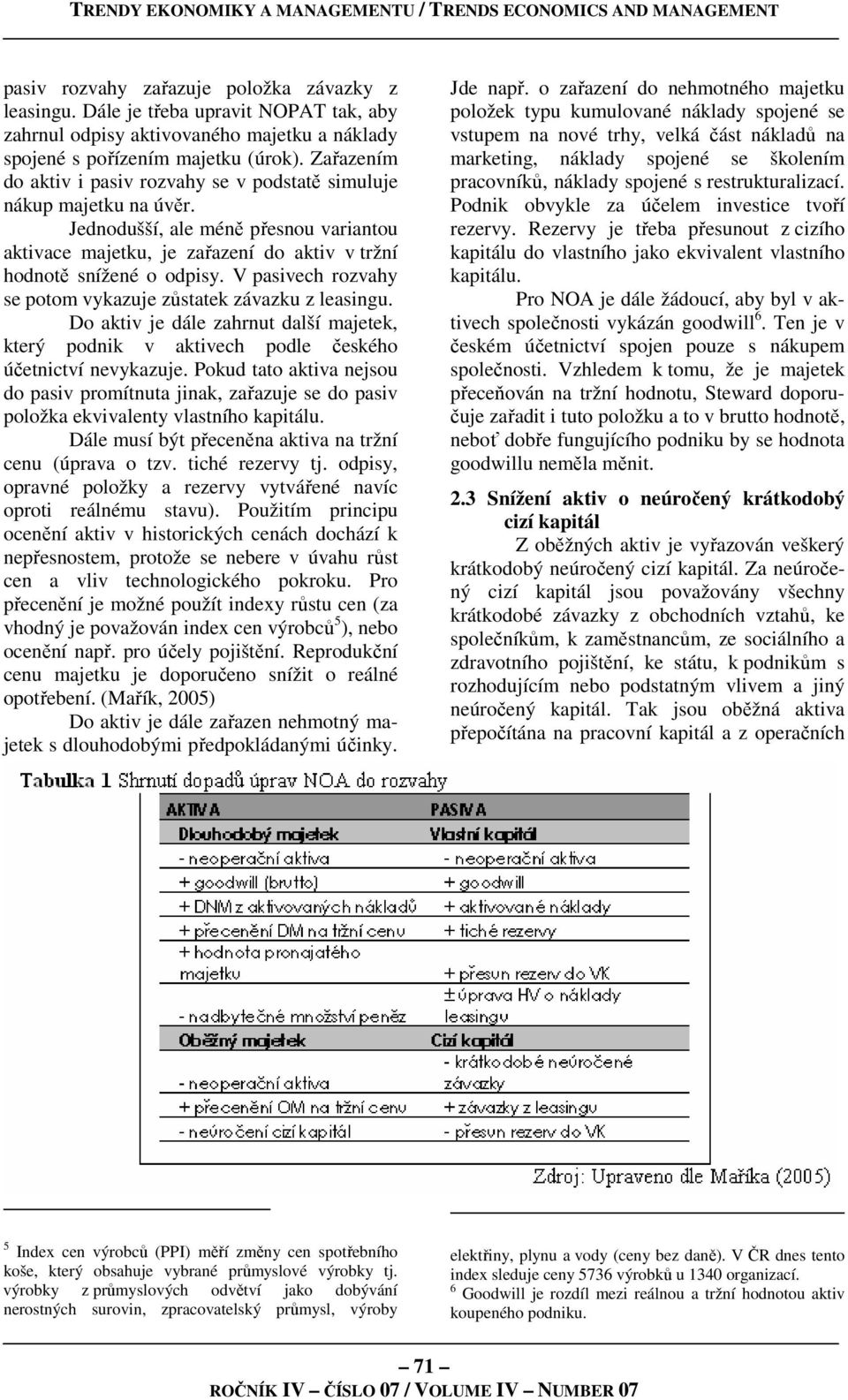 V pasivech rozvahy se potom vykazuje zůstatek závazku z leasingu. Do aktiv je dále zahrnut další majetek, který podnik v aktivech podle českého účetnictví nevykazuje.