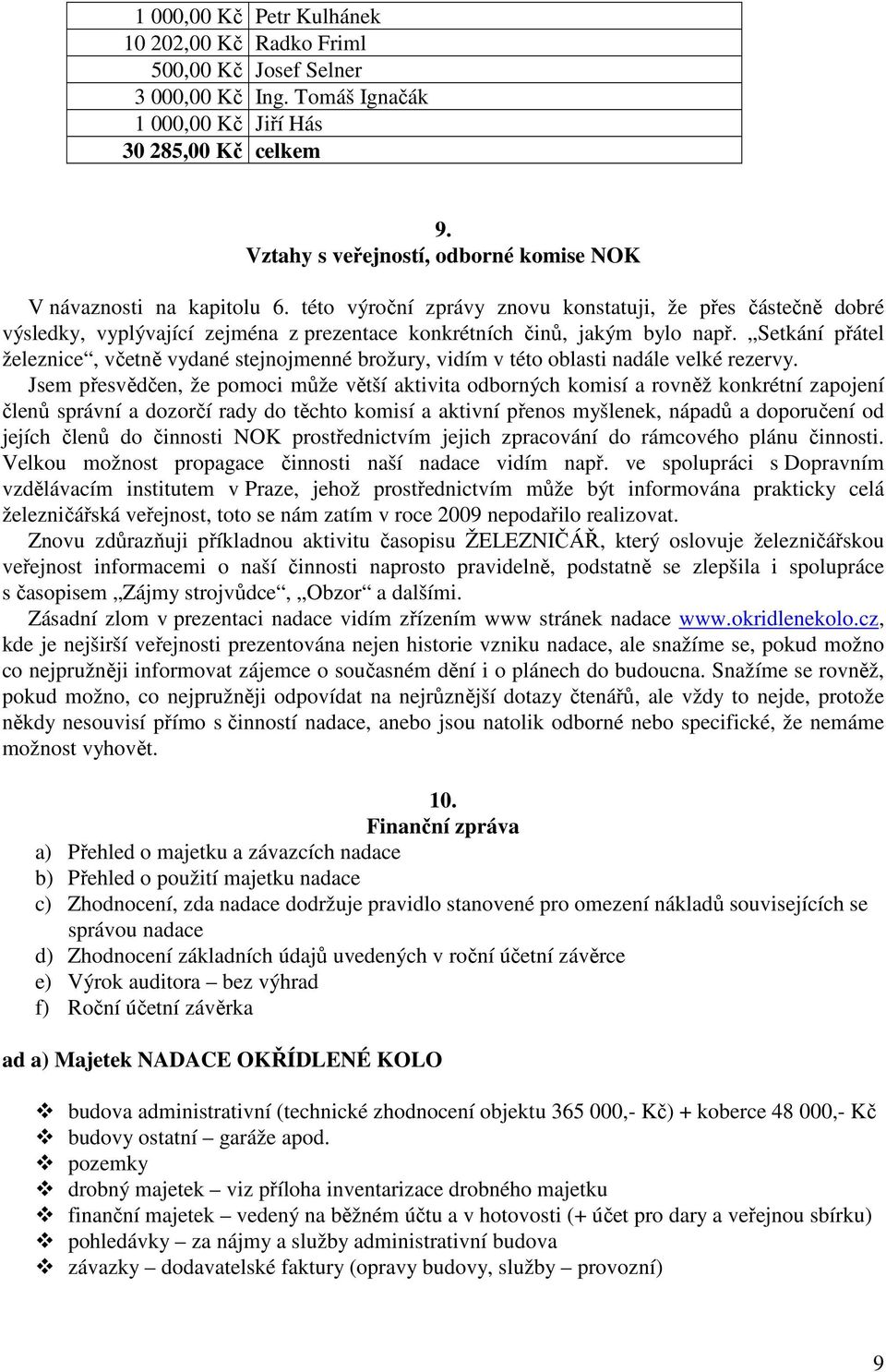 této výroční zprávy znovu konstatuji, že přes částečně dobré výsledky, vyplývající zejména z prezentace konkrétních činů, jakým bylo např.