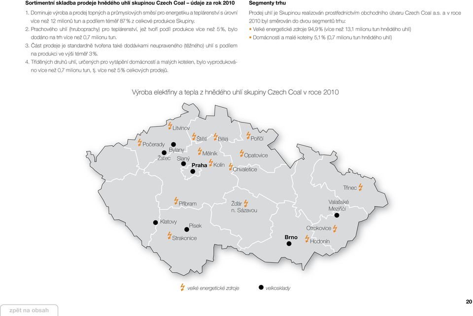 Prachového uhlí (hruboprachy) pro teplárenství, jež tvoří podíl produkce více než 5 %, bylo dodáno na trh více než 0,7 milionu tun. 3.
