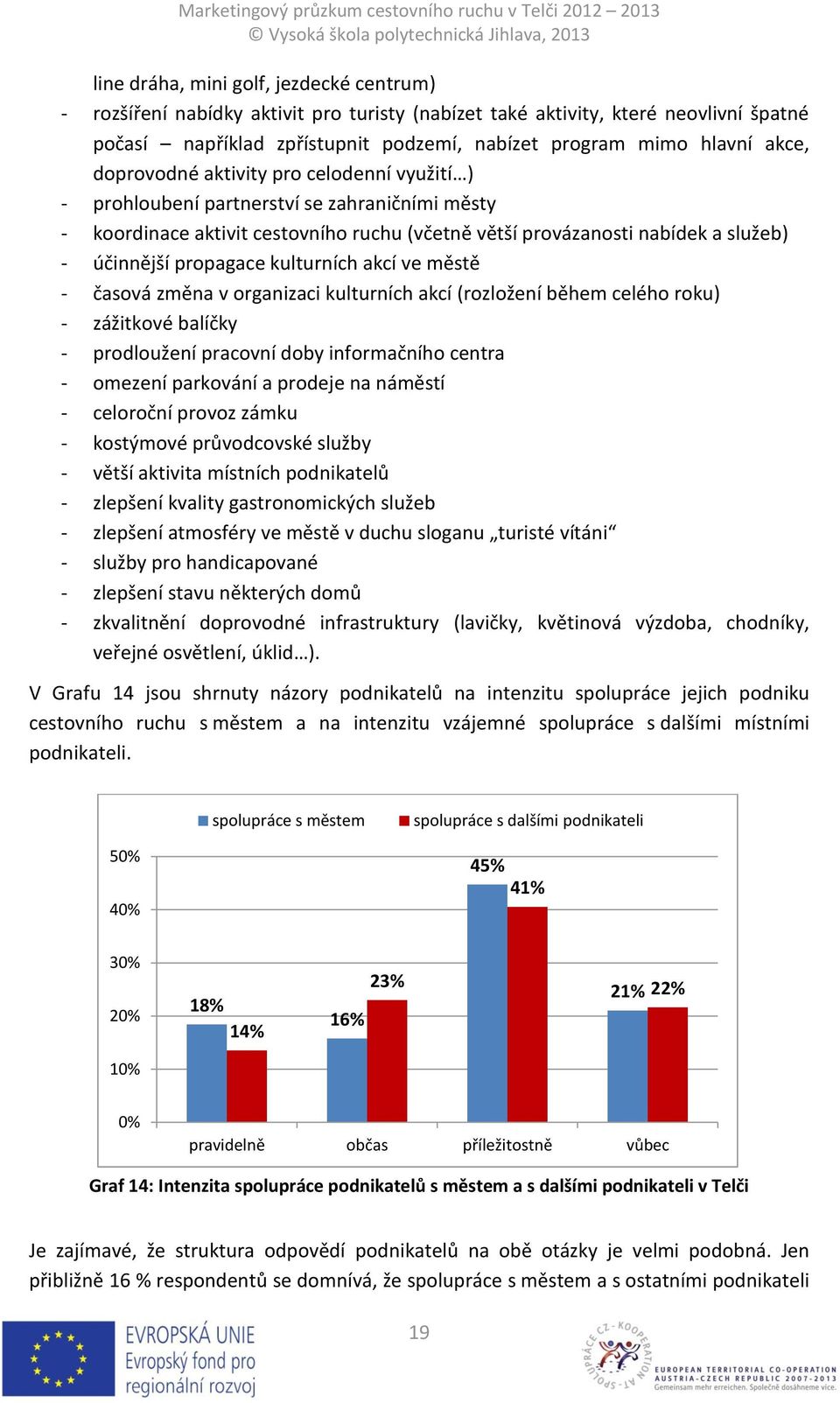 kulturních akcí ve městě - časová změna v organizaci kulturních akcí (rozložení během celého roku) - zážitkové balíčky - prodloužení pracovní doby informačního centra - omezení parkování a prodeje na