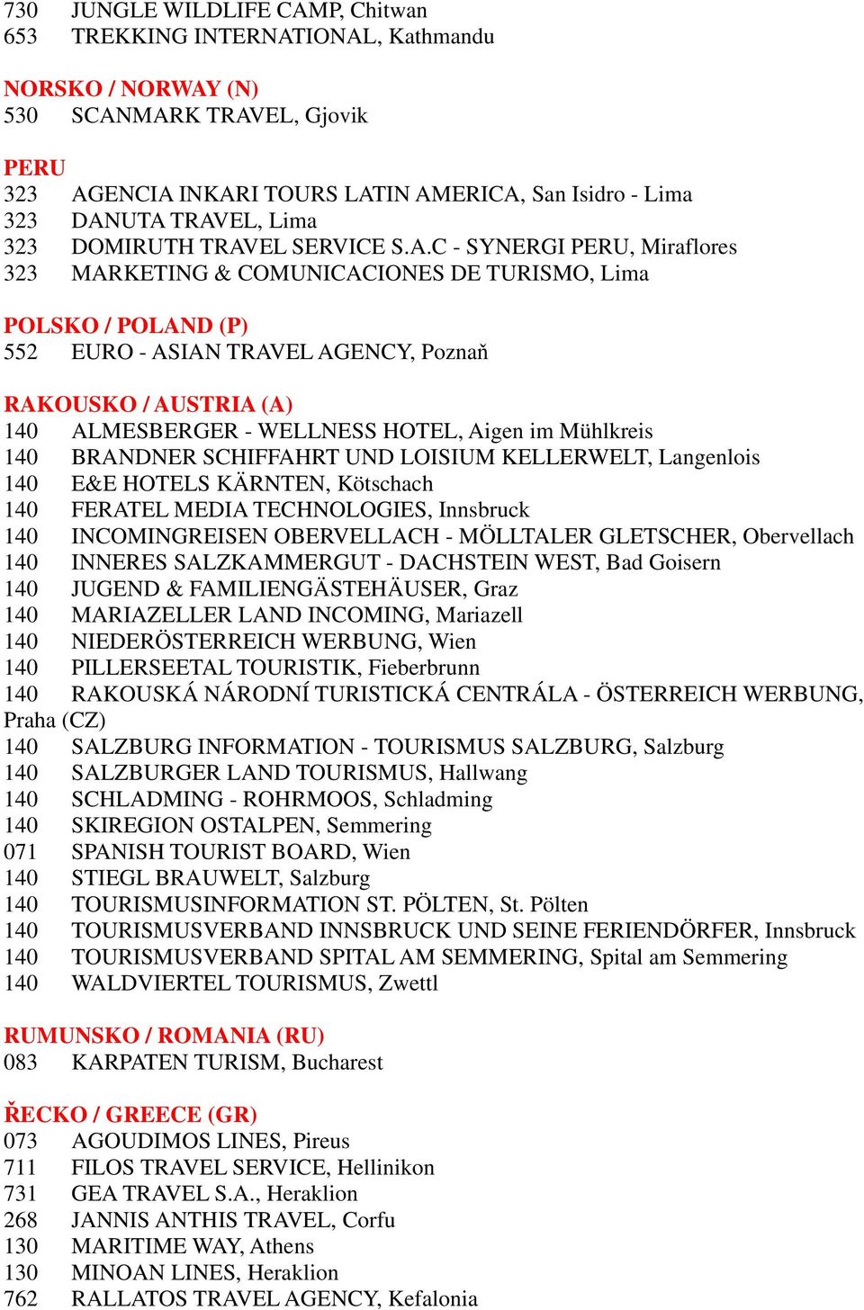 (A) 140 ALMESBERGER - WELLNESS HOTEL, Aigen im Mühlkreis 140 BRANDNER SCHIFFAHRT UND LOISIUM KELLERWELT, Langenlois 140 E&E HOTELS KÄRNTEN, Kötschach 140 FERATEL MEDIA TECHNOLOGIES, Innsbruck 140