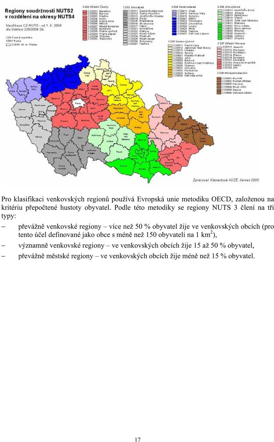 Podle této metodiky se regiony NUTS 3 lení na ti typy: pevážn venkovské regiony více než 50 % obyvatel žije ve