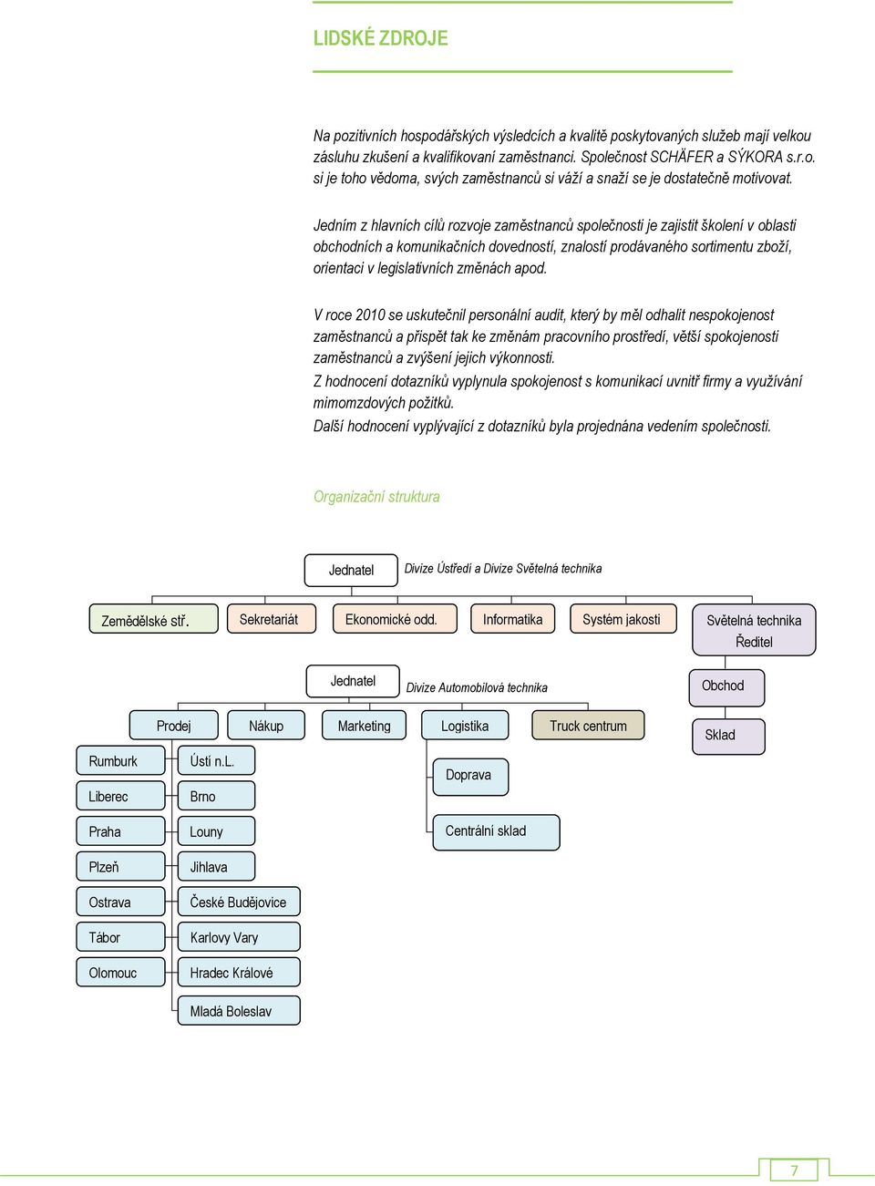 apod. V roce 2010 se uskutečnil personální audit, který by měl odhalit nespokojenost zaměstnanců a přispět tak ke změnám pracovního prostředí, větší spokojenosti zaměstnanců a zvýšení jejich