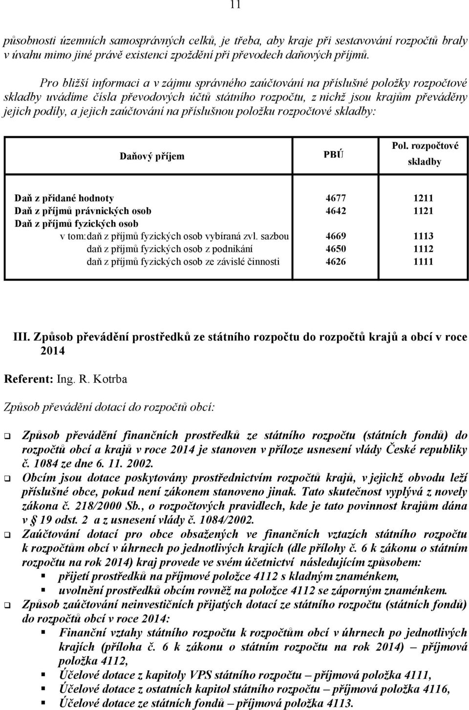 zaúčtování na příslušnou položku rozpočtové skladby: Daňový příjem PBÚ Pol.