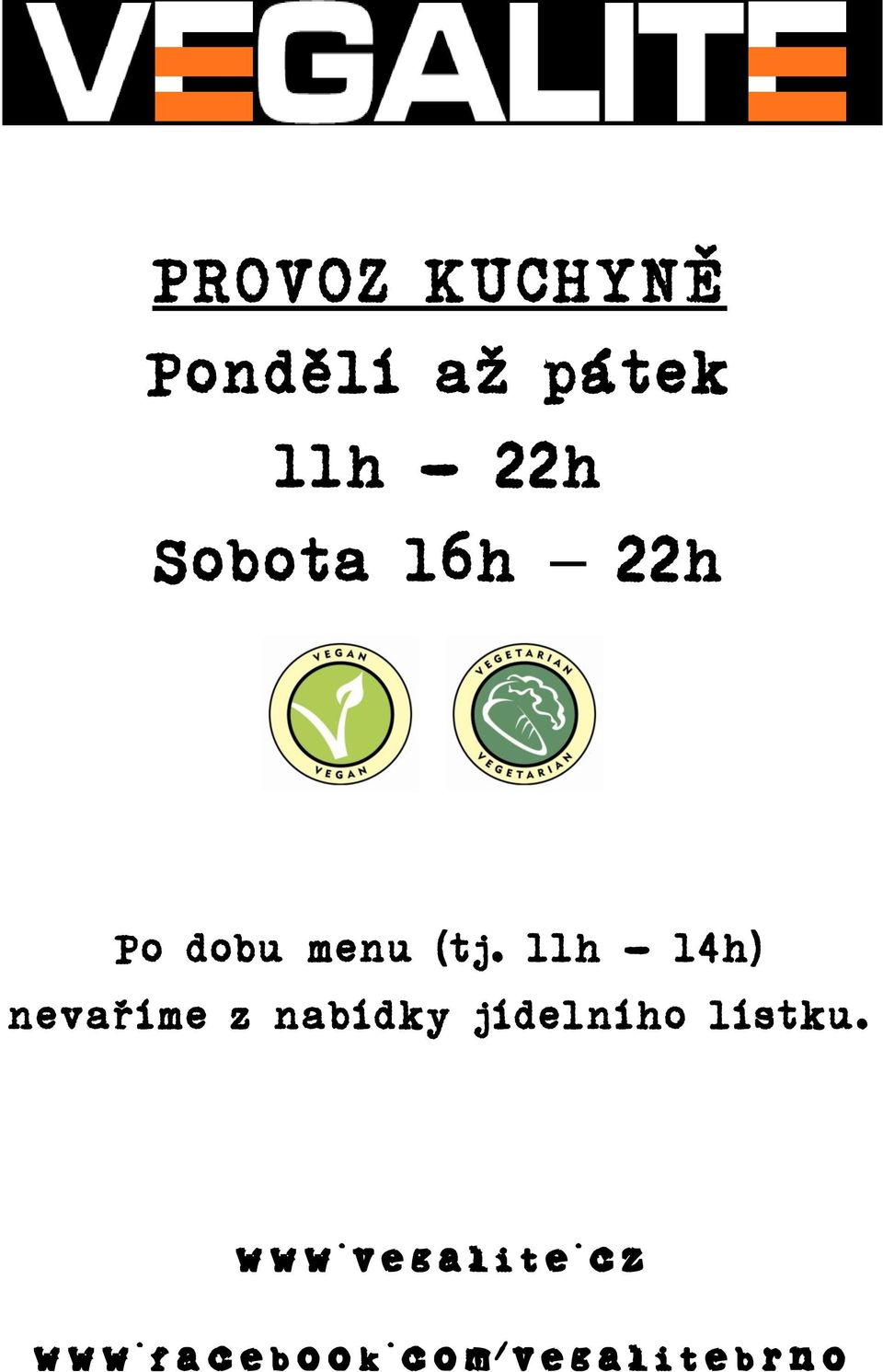 11h - 14h) nevaříme z nabídky jídelního