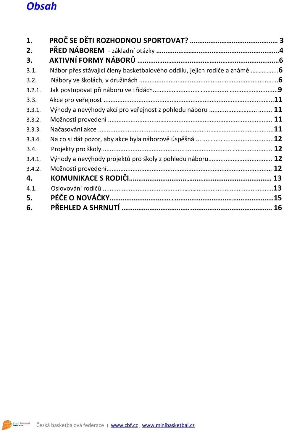 .. 11 3.3.2. Možnosti provedení... 11 3.3.3. Načasování akce...11 3.3.4. Na co si dát pozor, aby akce byla náborově úspěšná...12 3.4. Projekty pro školy... 12 3.4.1. Výhody a nevýhody projektů pro školy z pohledu náboru.