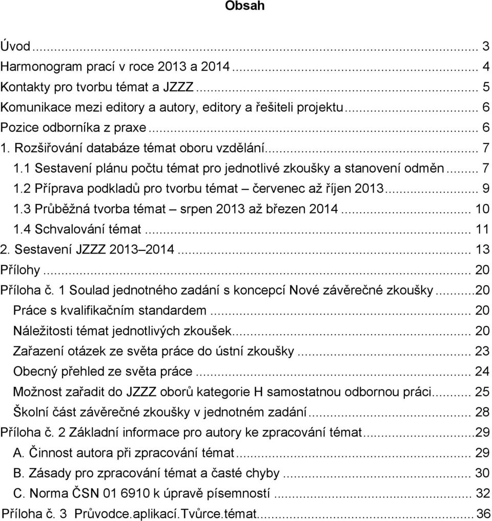 3 Průběžná tvorba témat srpen 2013 až březen 2014... 10 1.4 Schvalování témat... 11 2. Sestavení JZZZ 2013 2014... 13 Přílohy... 20 Příloha č.