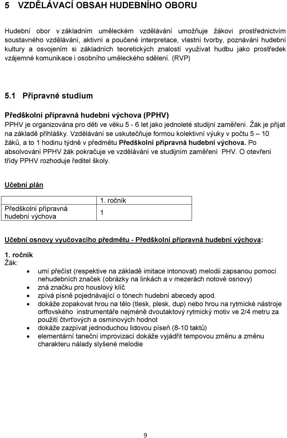 1 Přípravné studium Předškolní přípravná hudební výchova (PPHV) PPHV je organizována pro děti ve věku 5-6 let jako jednoleté studijní zaměření. Žák je přijat na základě přihlášky.