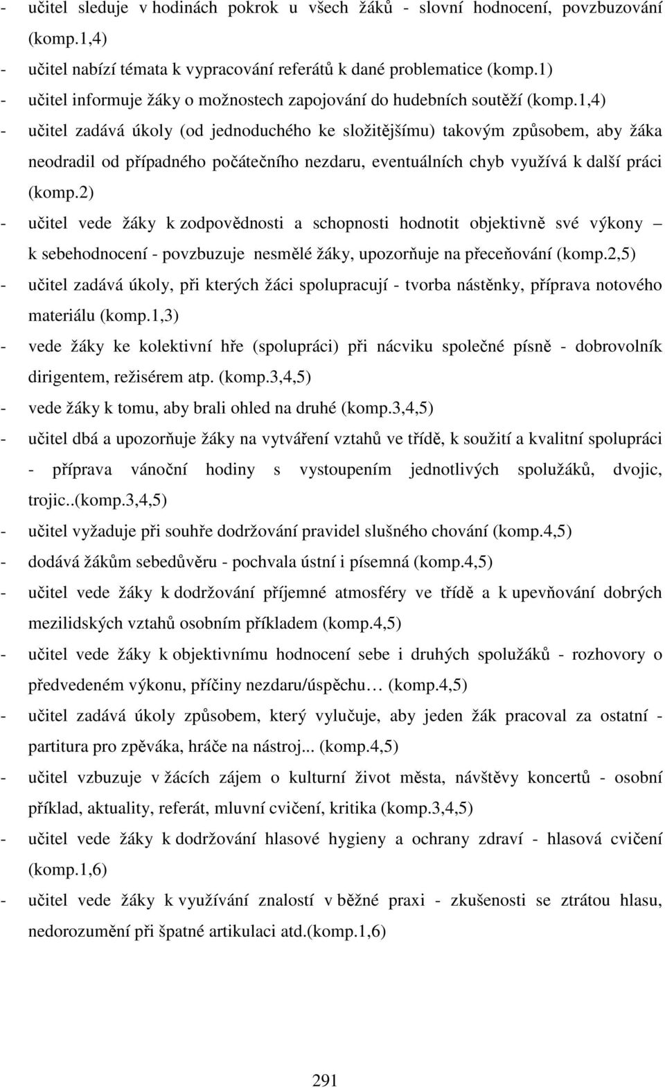 1,4) - učitel zadává úkoly (od jednoduchého ke složitějšímu) takovým způsobem, aby žáka neodradil od případného počátečního nezdaru, eventuálních chyb využívá k další práci (komp.