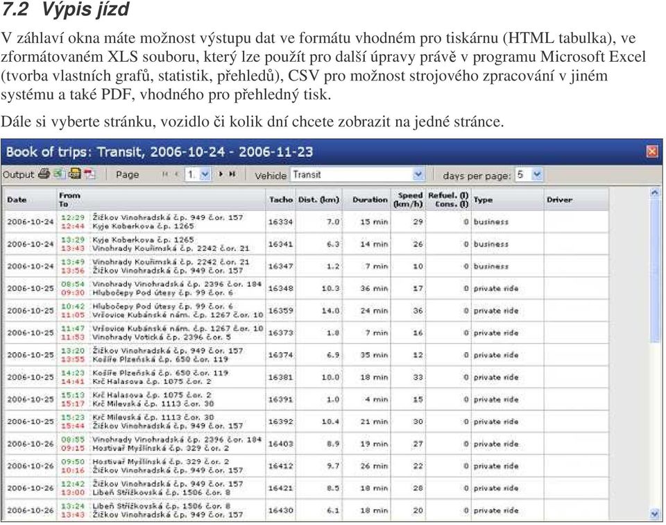 vlastních graf, statistik, pehled), CSV pro možnost strojového zpracování v jiném systému a také PDF,