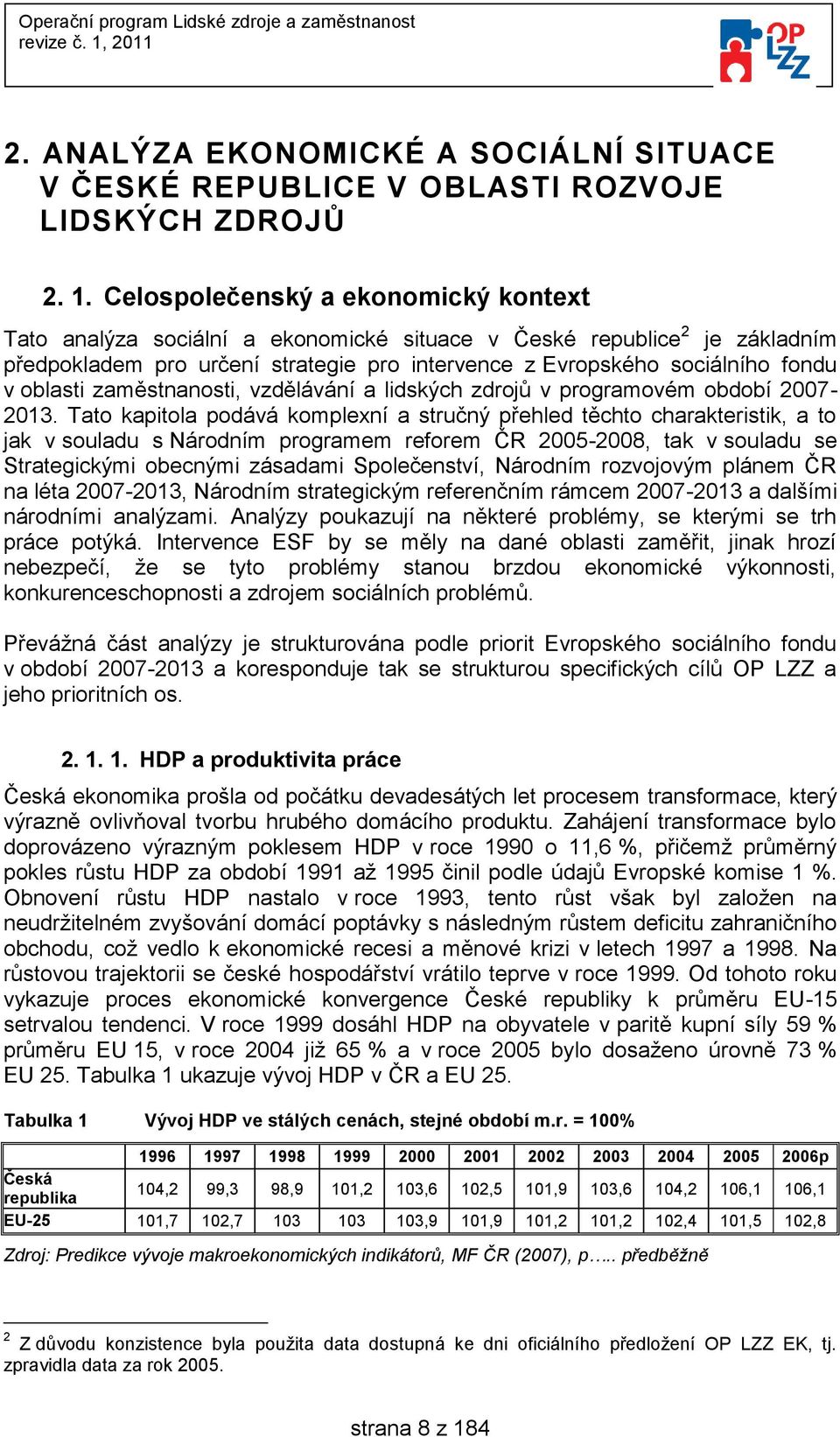 oblasti zaměstnanosti, vzdělávání a lidských zdrojů v programovém období 2007-2013.