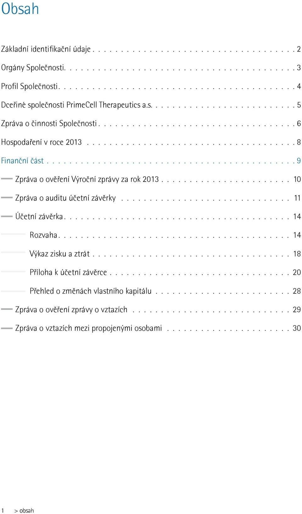 10 Zpráva o auditu účetní závěrky 11 Účetní závěrka. 14 Rozvaha. 14 Výkaz zisku a ztrát. 18 Příloha k účetní závěrce.